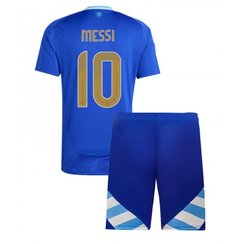 Dres Argentina Lionel Messi #10 Gostujuci za djecu Copa America 2024 Kratak Rukav (+ kratke hlače)